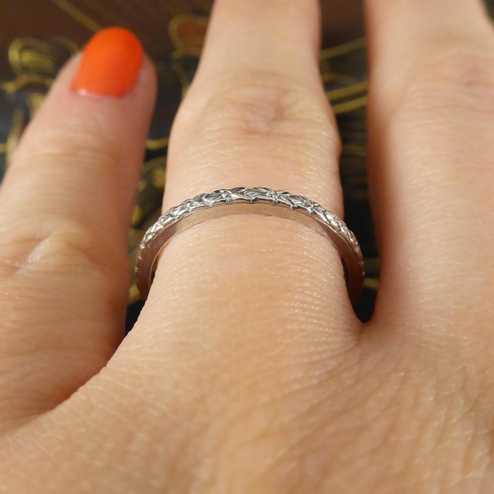 Antique Edwardian Fine Detailed Platinum Band Ring 1