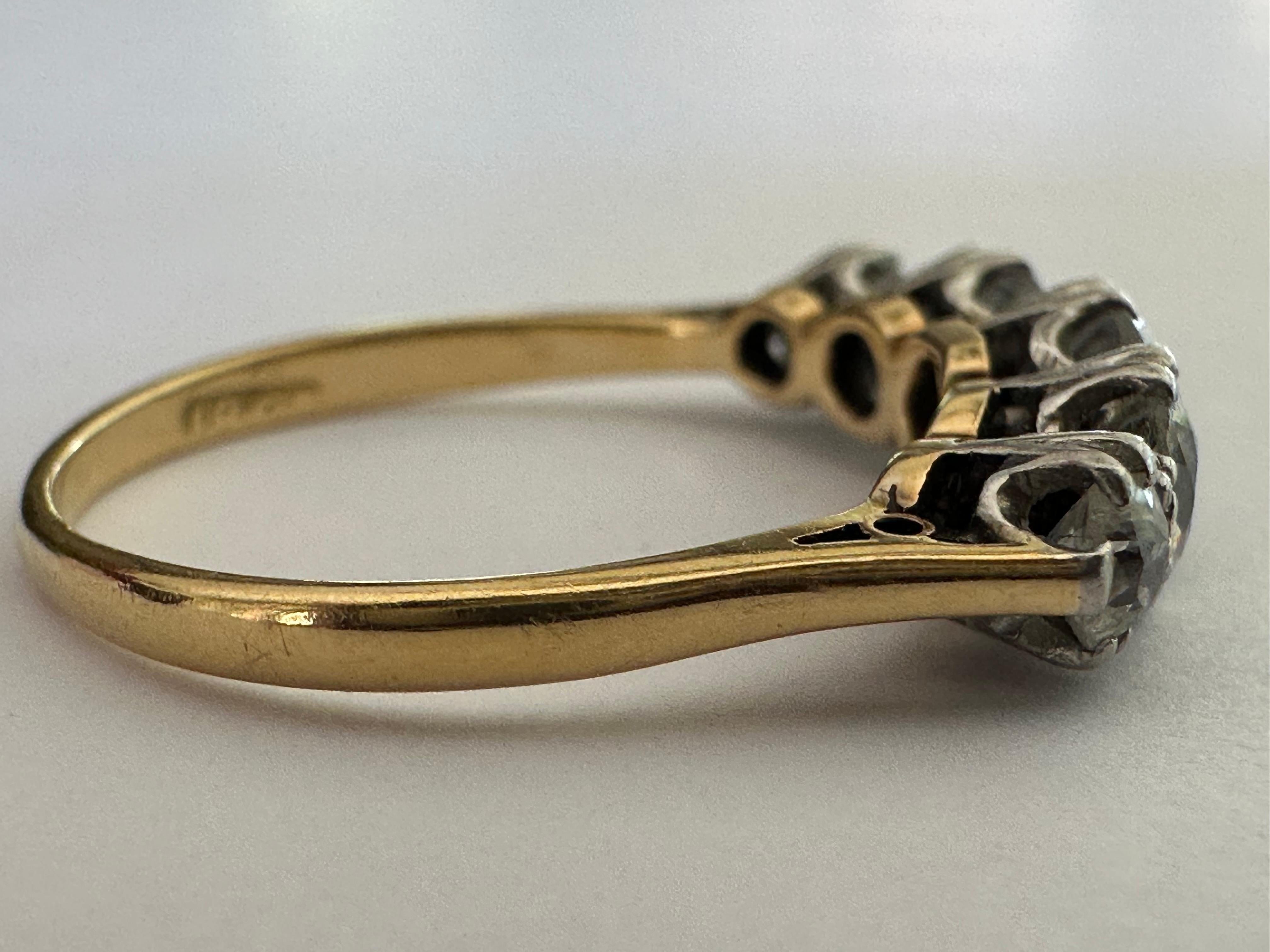 Antique Edwardian Five-Stone Diamond Band Ring In Good Condition For Sale In Denver, CO