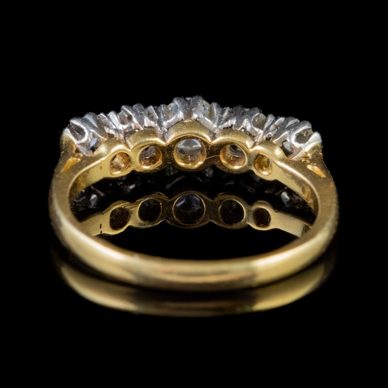 Antique Edwardian Five-Stone Diamond Ring 18 Carat Gold Platinum, circa 1905 In Good Condition In Lancaster, Lancashire