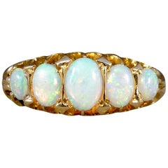 Antique Edwardian Five-Stone Opal 18 Karat Gold Ring