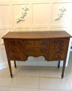 Antique Edwardian Flame Mahogany Bow Front Sideboard Buffet Cabinet
