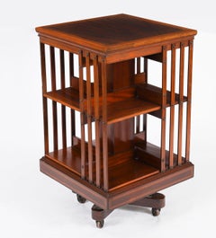 Librería giratoria antigua de caoba con diseño «Flame» de estilo eduardiano, de principios del siglo XX