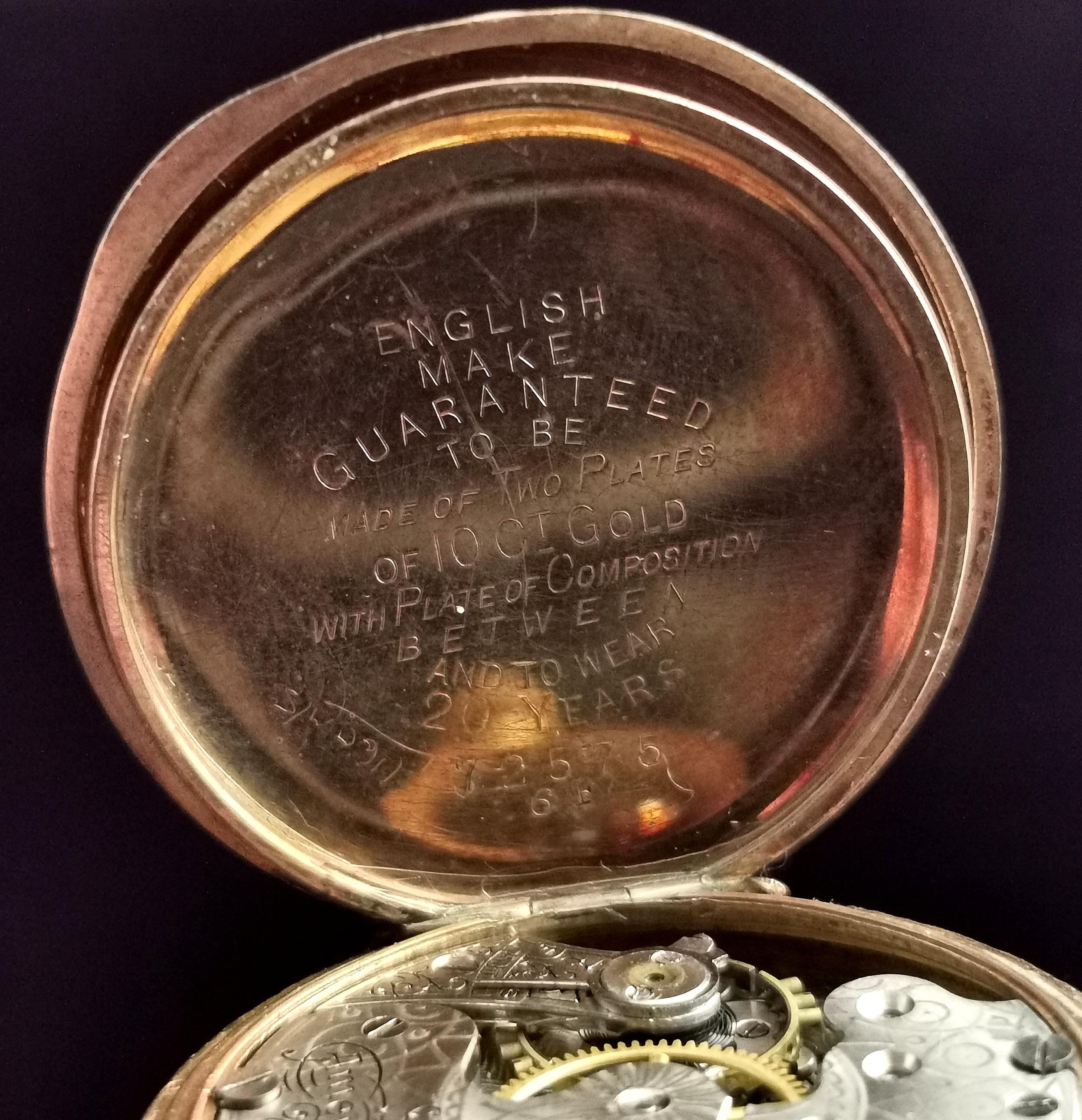 Antique Edwardian Fob Watch, Gold Plated, Waltham 2