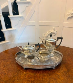 Antique Edwardian Four Piece Silver Plated Tea and Coffee Set