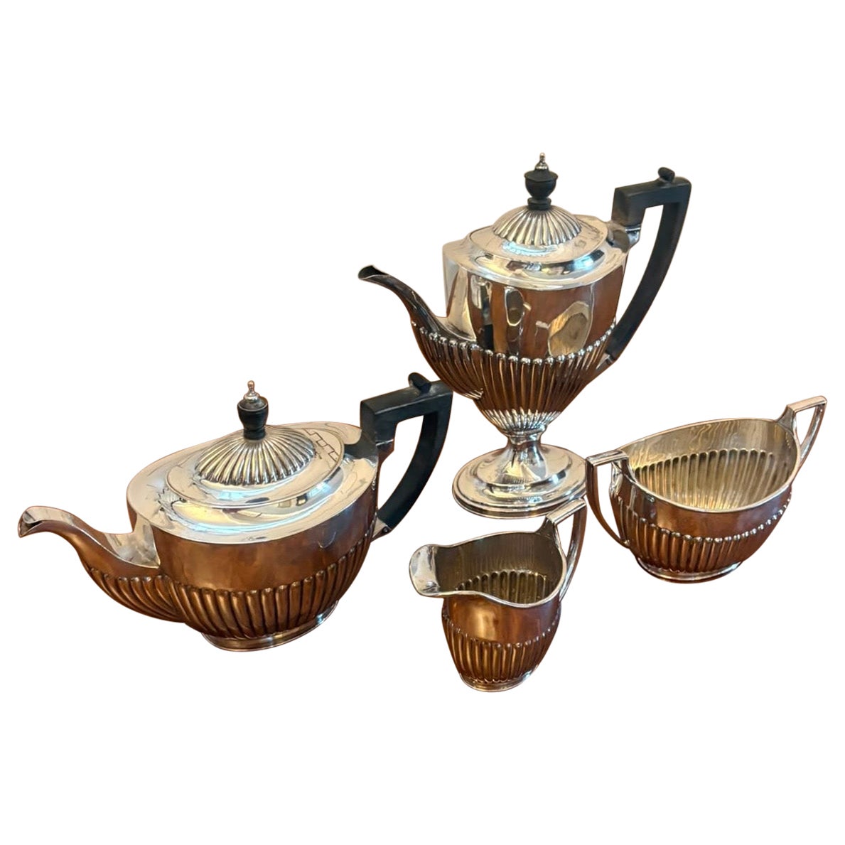 Antique Edwardian Four Piece Silver Plated Tea and Coffee Set