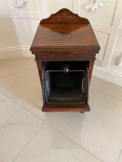 Antique Edwardian Freestanding Quality Rosewood Inlaid Coal Cabinet