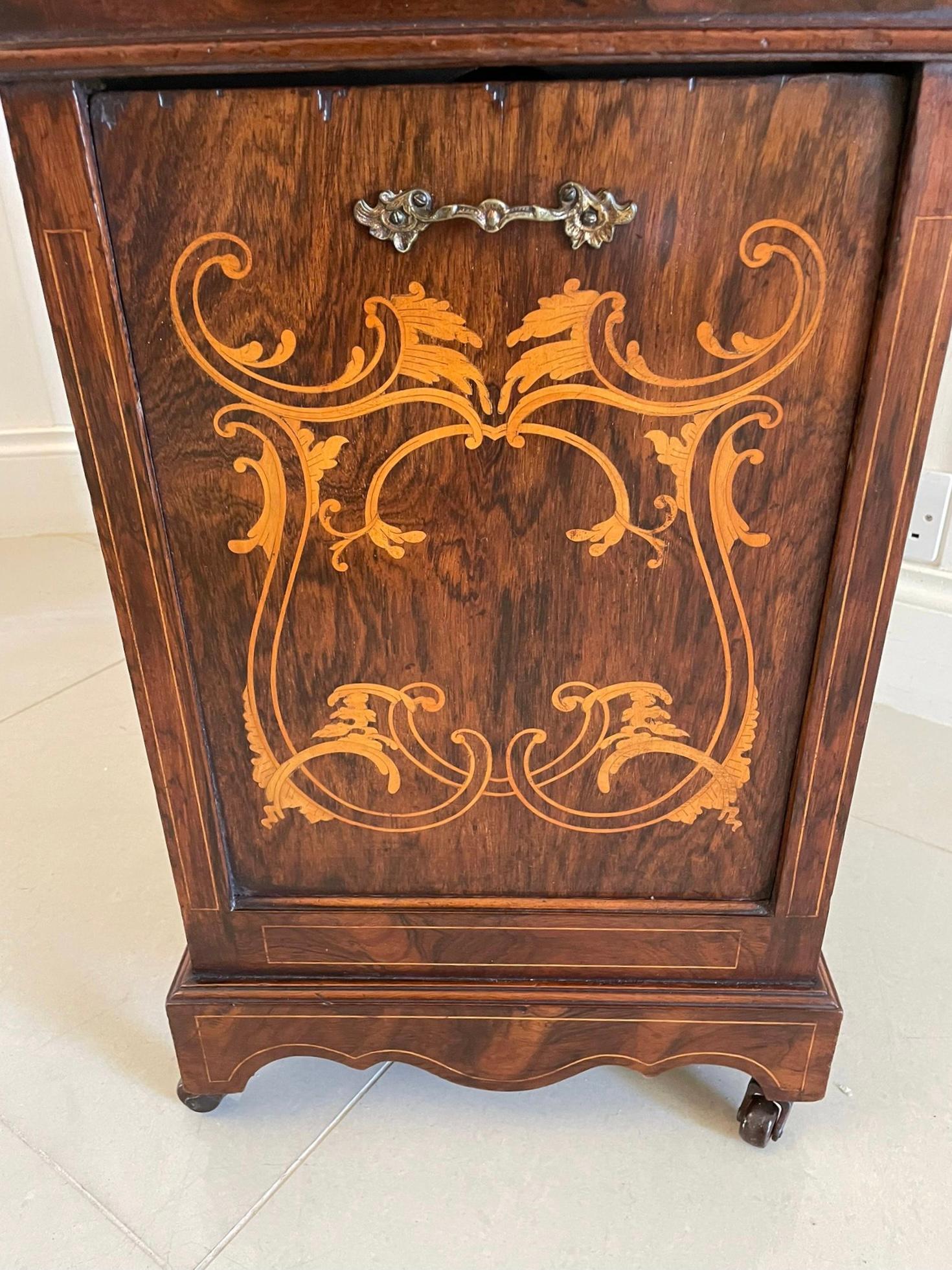 Antique Edwardian Freestanding Quality Rosewood Inlaid Coal Cabinet In Good Condition For Sale In Suffolk, GB