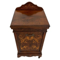 Antique Edwardian Freestanding Quality Rosewood Inlaid Coal Cabinet