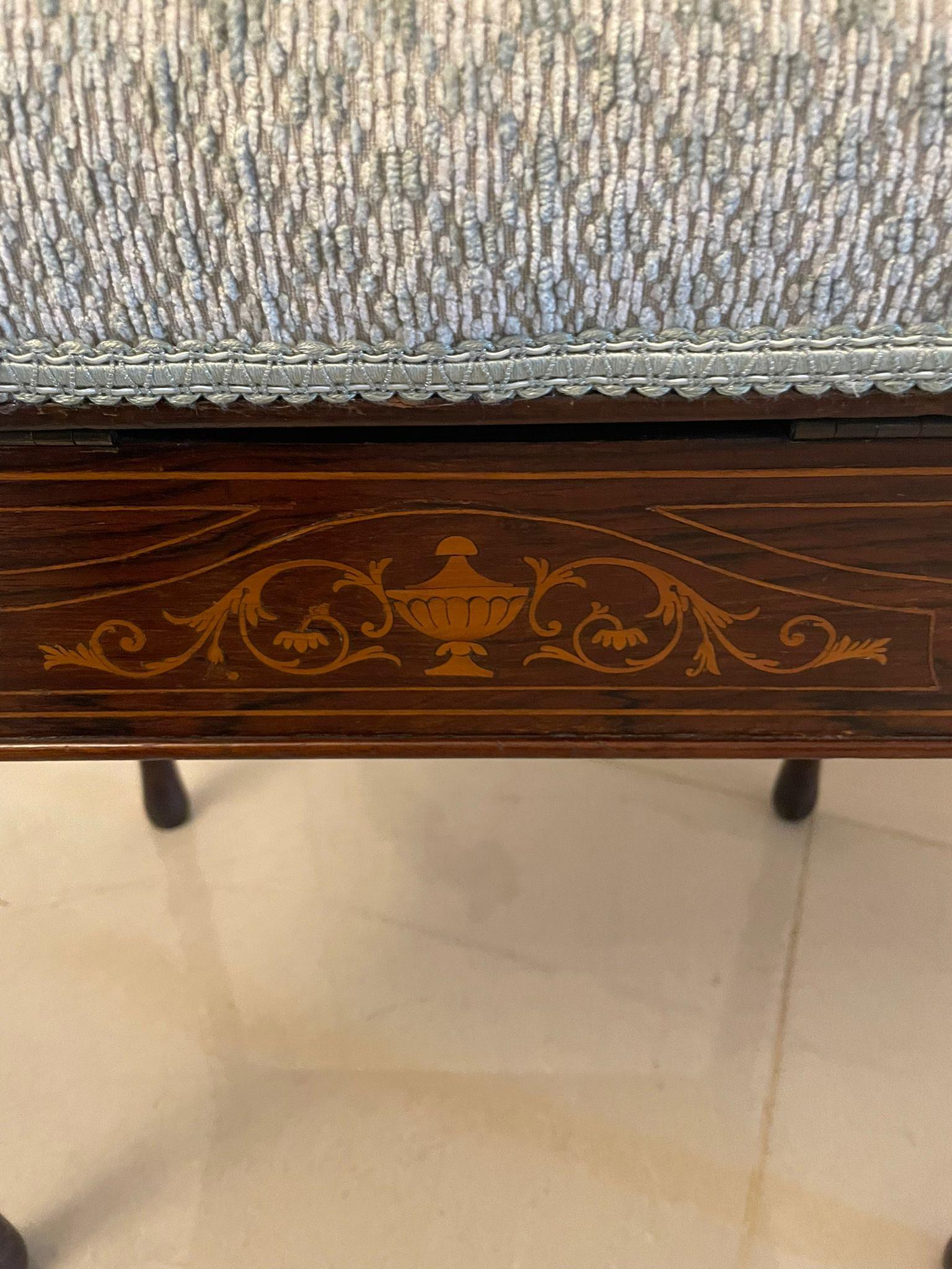 Antique Edwardian Freestanding Quality Rosewood Inlaid Piano Stool In Good Condition In Suffolk, GB