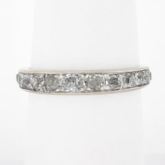 Antique Edwardian French 18k Gold Graduating Pave Set Diamond Eternity Band Ring