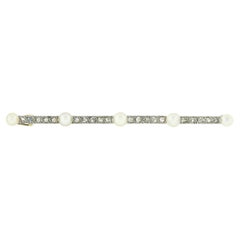 Antike edwardianische 18 Karat Gold & Platin 0,80 Karat Diamant Perle Anstecknadelbrosche