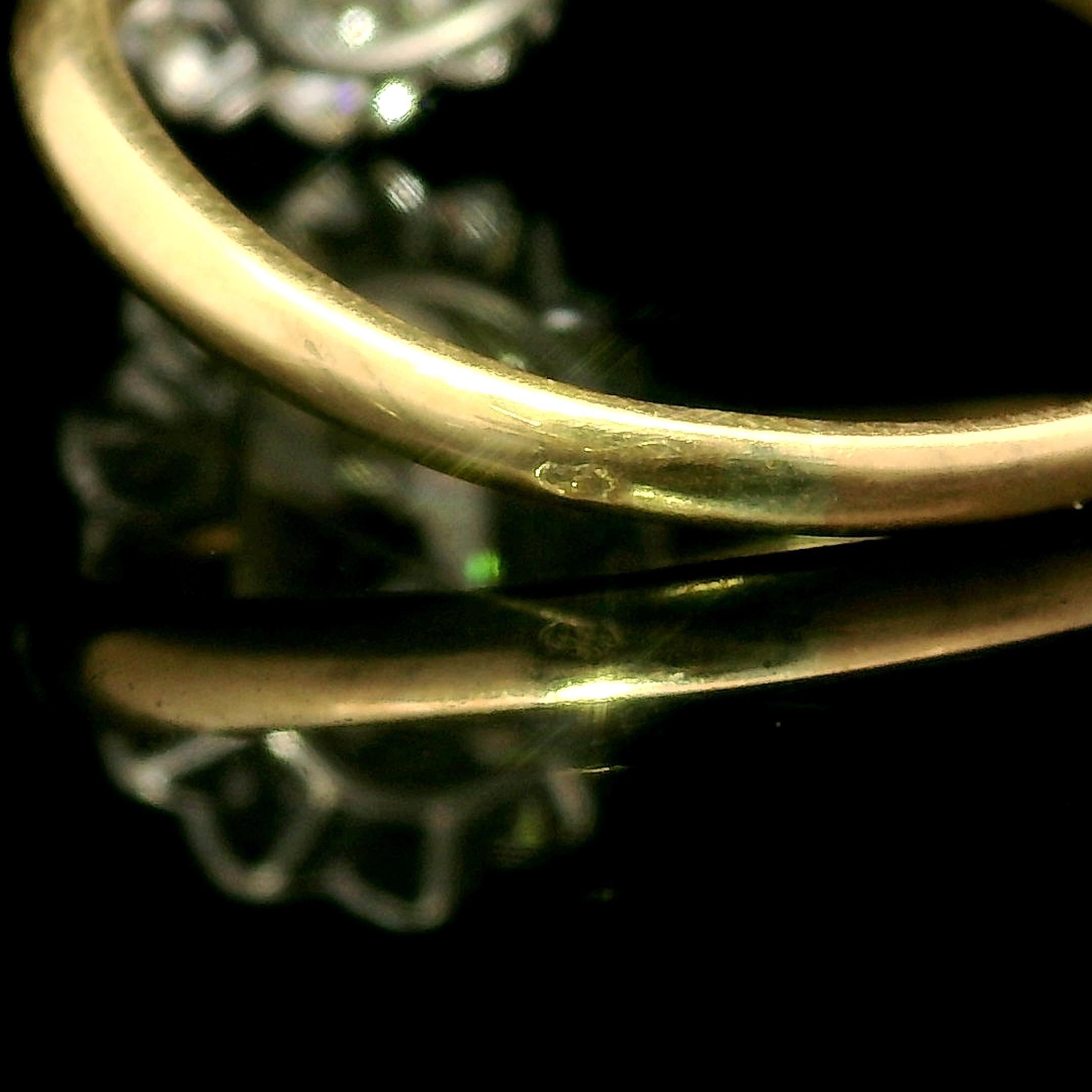 Antique French, oro 18k, platino, GIA, anello con diamanti di colore fantasia da 2,77 ct. in vendita 4