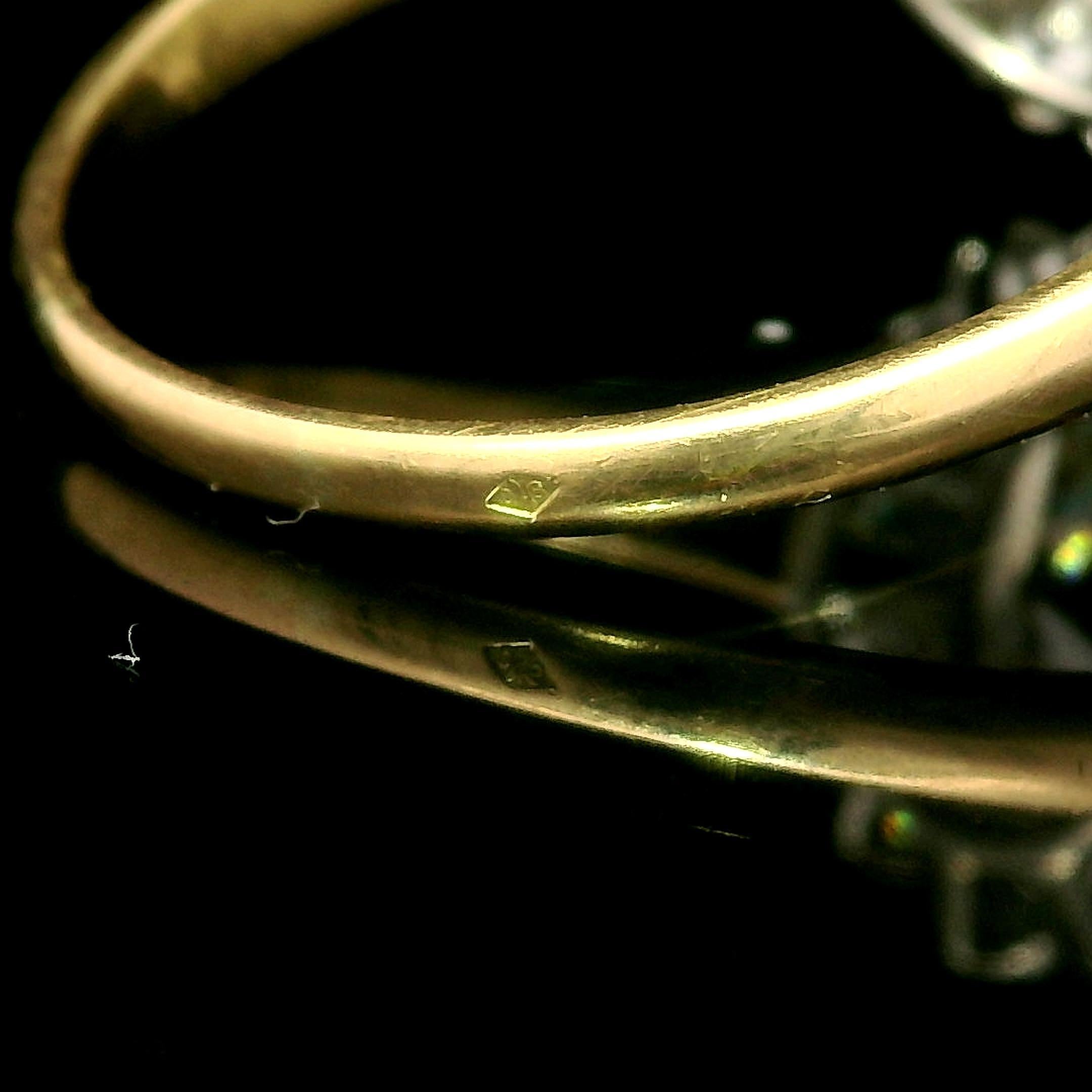Antique French, oro 18k, platino, GIA, anello con diamanti di colore fantasia da 2,77 ct. in vendita 3