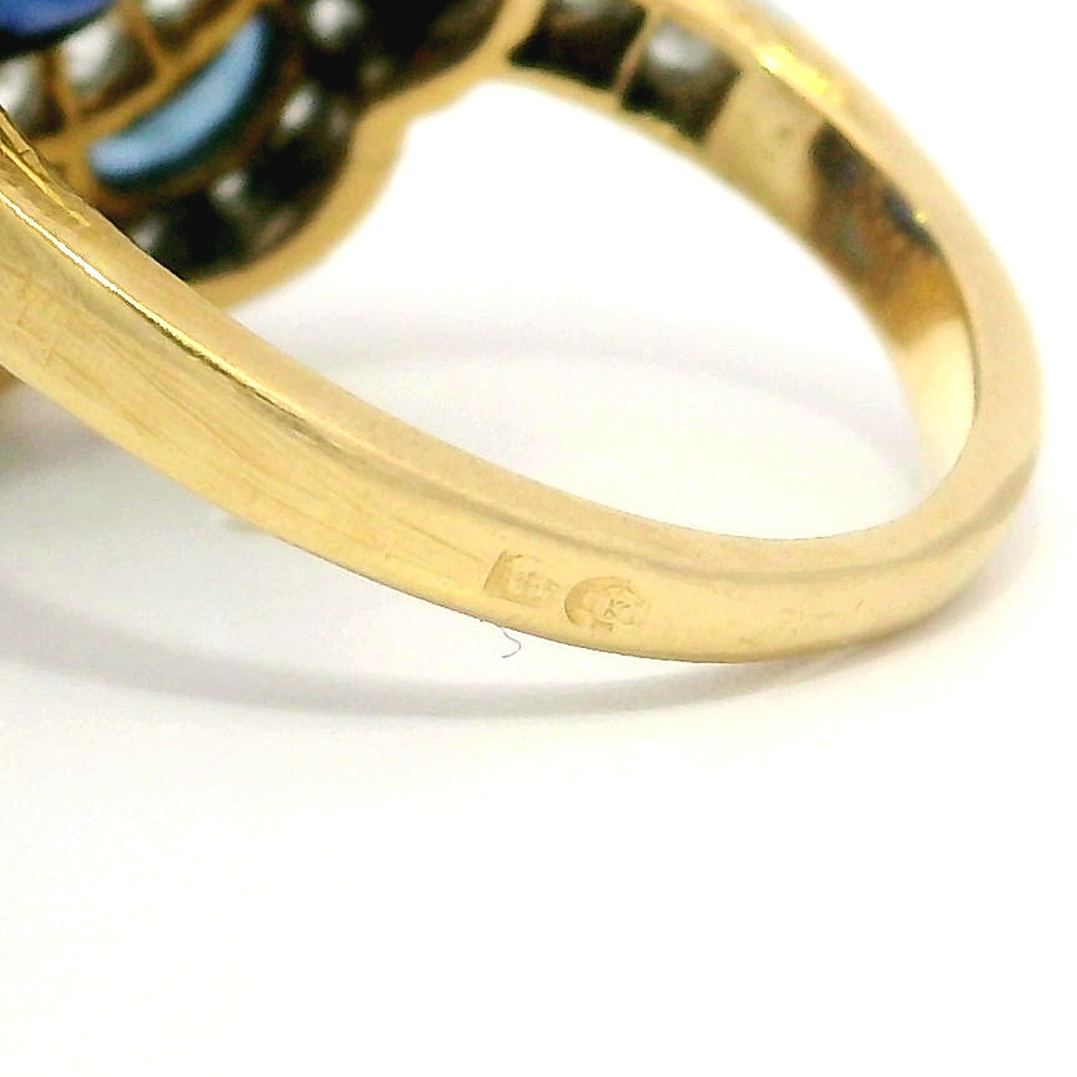 Antique French Edwardian en or 18k avec platine GIA 3.40ct saphir et diamant en vente 1