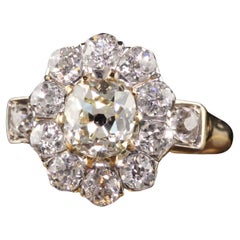 Antique Edwardian French 18k Yellow Gold Old Mine Diamond Engagement Ring