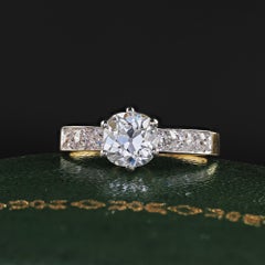 Antique Edwardian French 18K Gelbgold Old Mine Diamant Verlobungsring - GIA