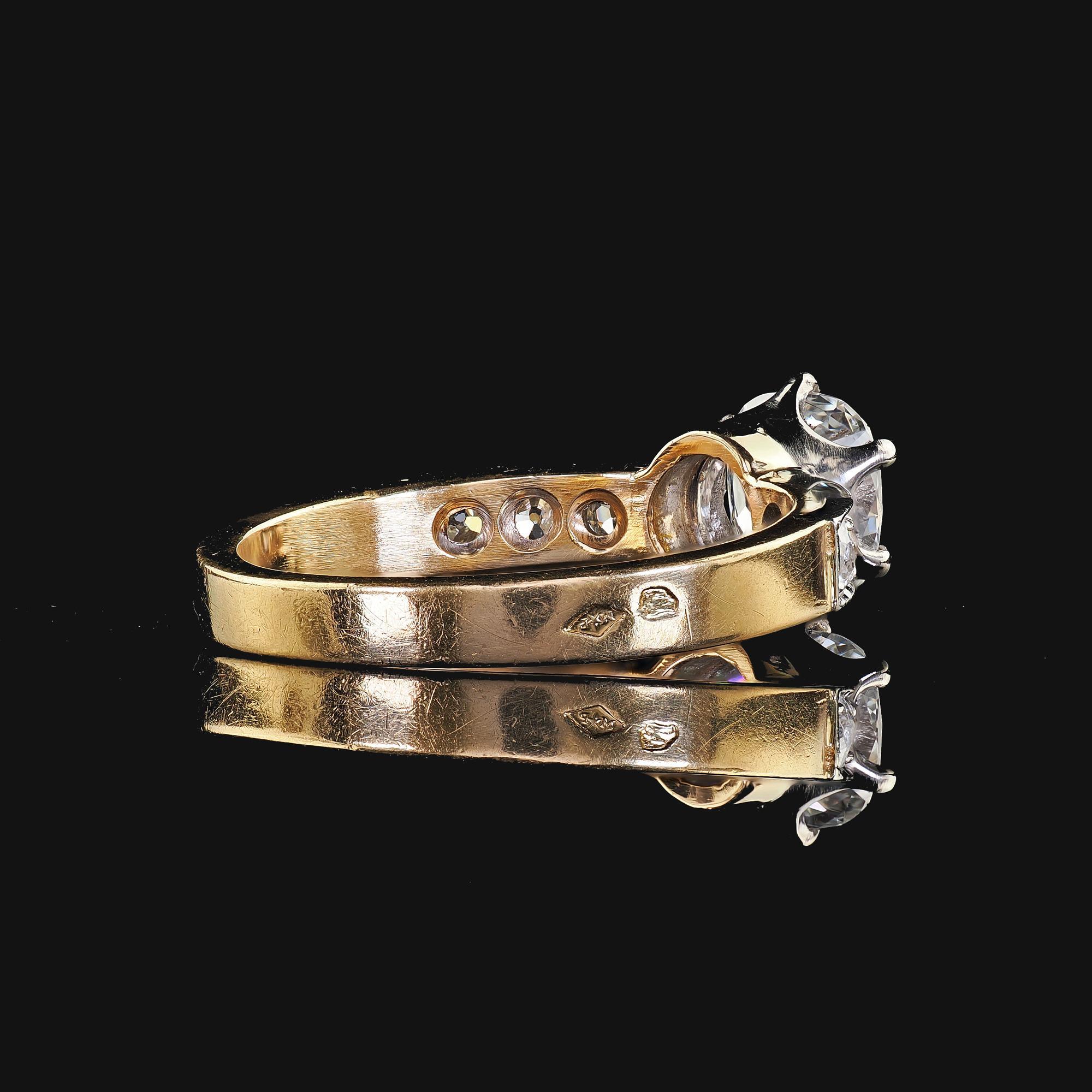 De las mujeres Anillo de compromiso de diamantes en oro amarillo de 18 quilates de la época eduardiana - GIA en venta