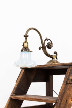 Antique Edwardian French Art Nouveau Brass Piano Desk Lamp, c.1900