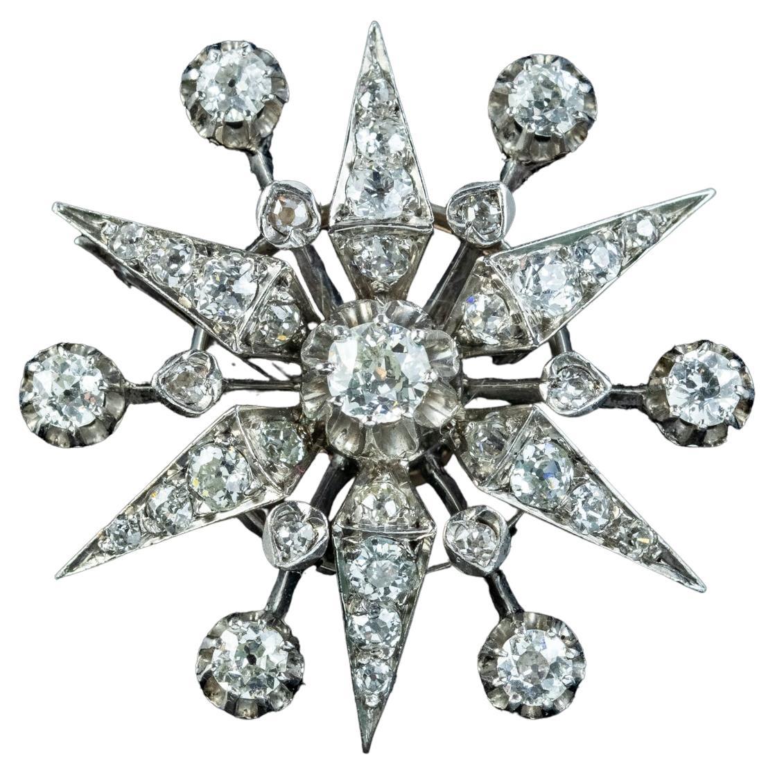 Antique Edwardian French Diamond Star Brooch 2.3ct of Diamond