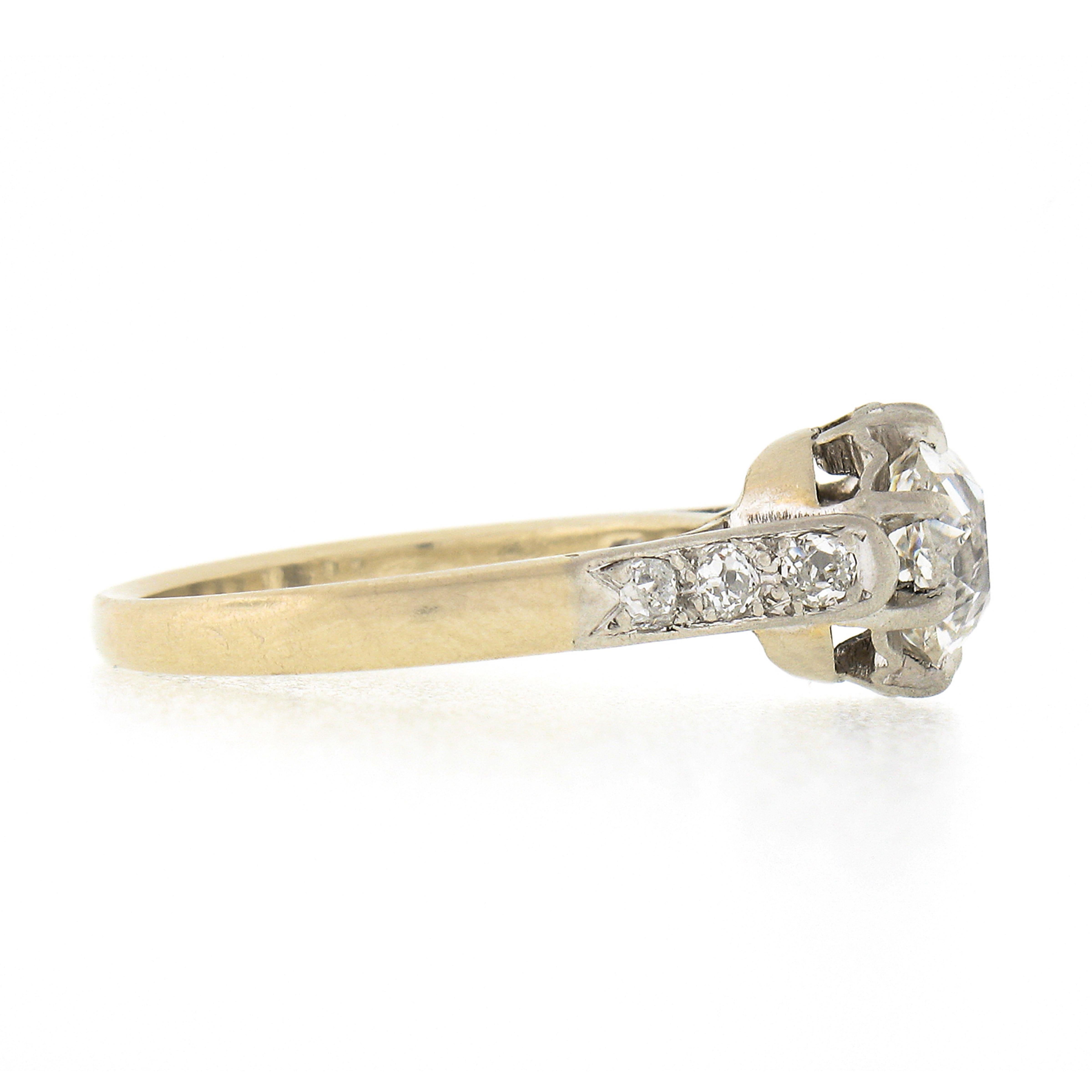 Antique Edwardian French Plat 18k Gold 1.7ct GIA European Diamond Solitaire Ring In Good Condition For Sale In Montclair, NJ