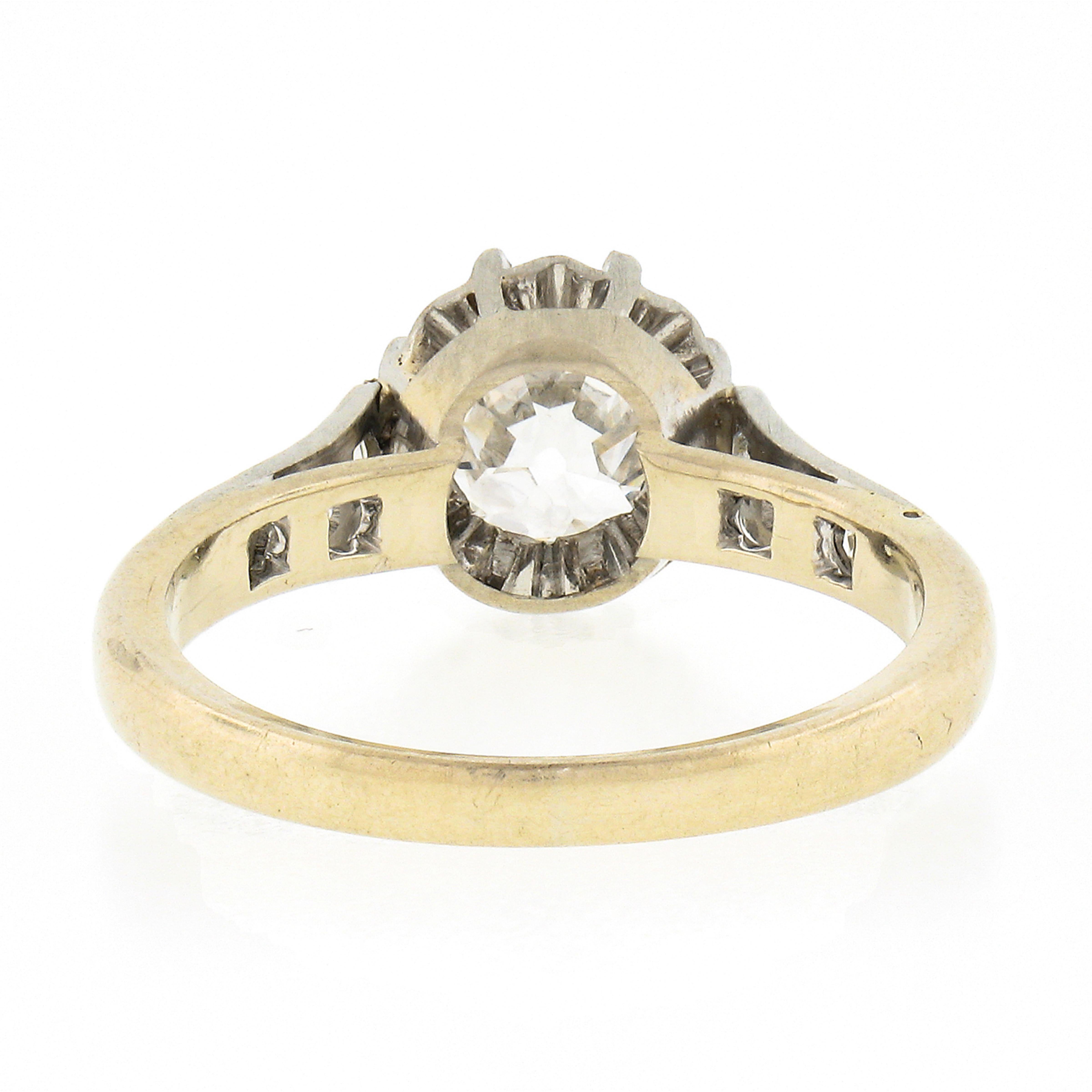 Antique Edwardian French Plat 18k Gold 1.7ct GIA European Diamond Solitaire Ring For Sale 1