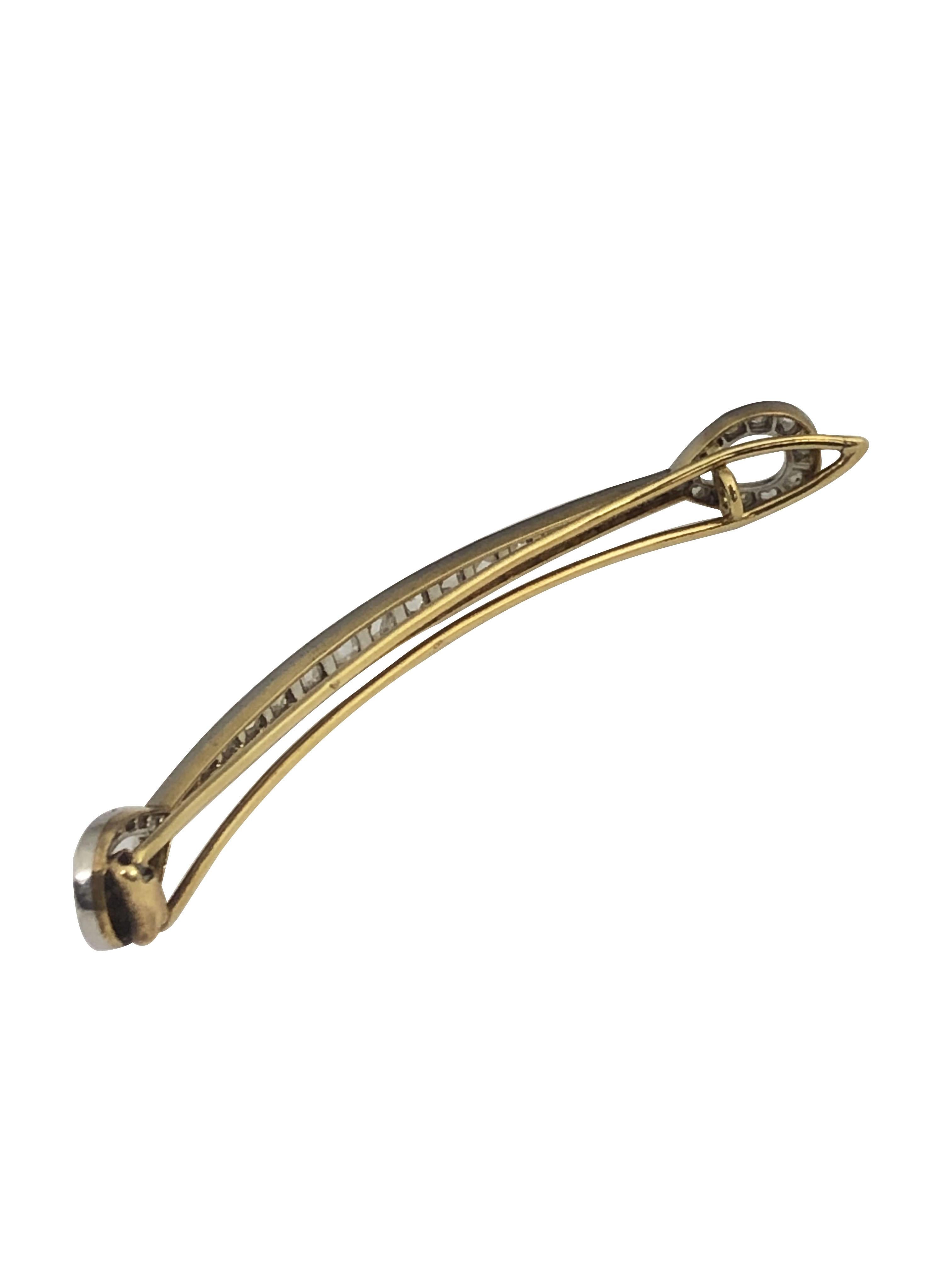 Antike Edwardian Französisch Platin Gold und Diamant Haar Barrett im Zustand „Hervorragend“ im Angebot in Chicago, IL