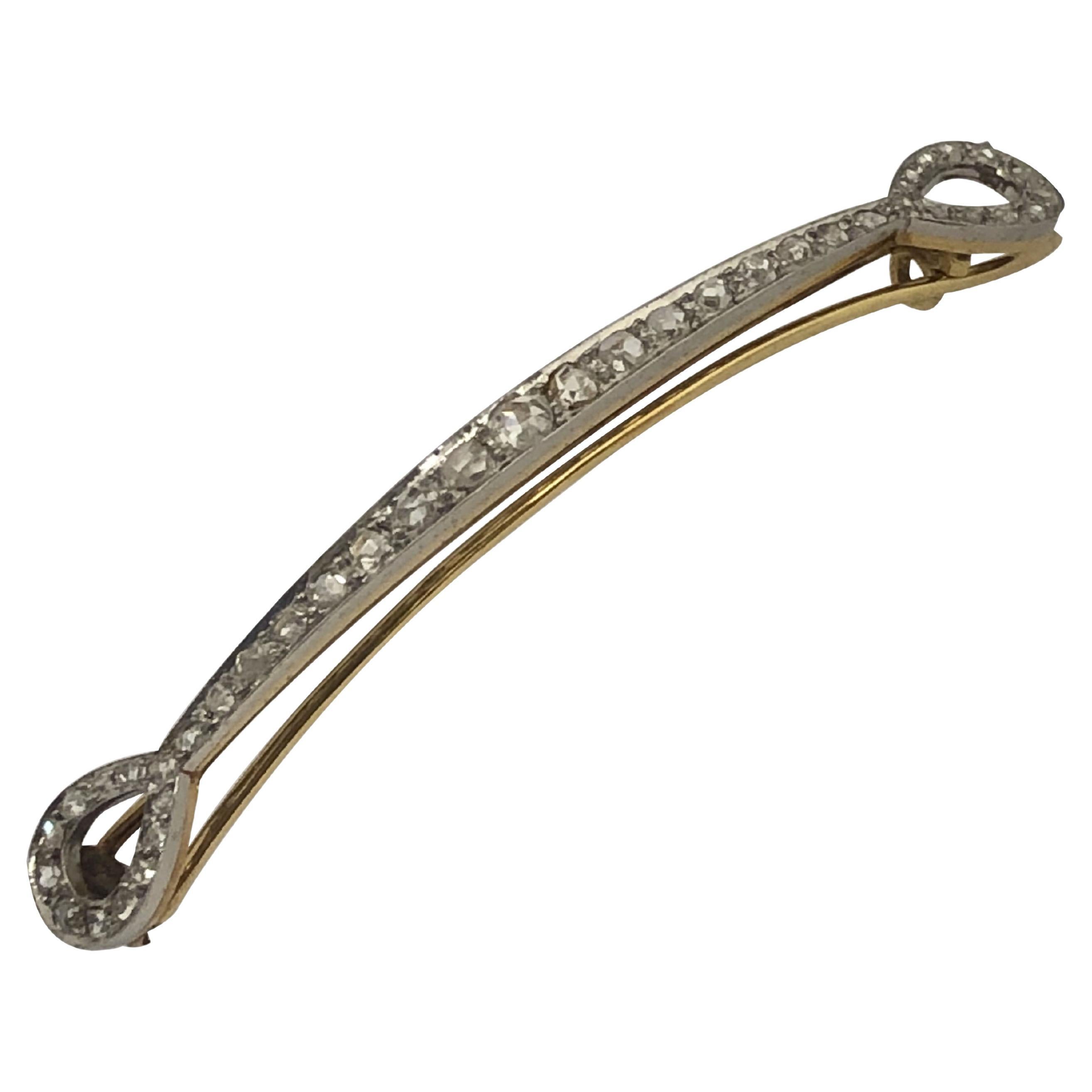 Antike Edwardian Französisch Platin Gold und Diamant Haar Barrett im Angebot