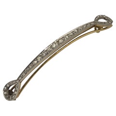 Antique Edwardian French Platinum Gold and Diamond Hair Barrett