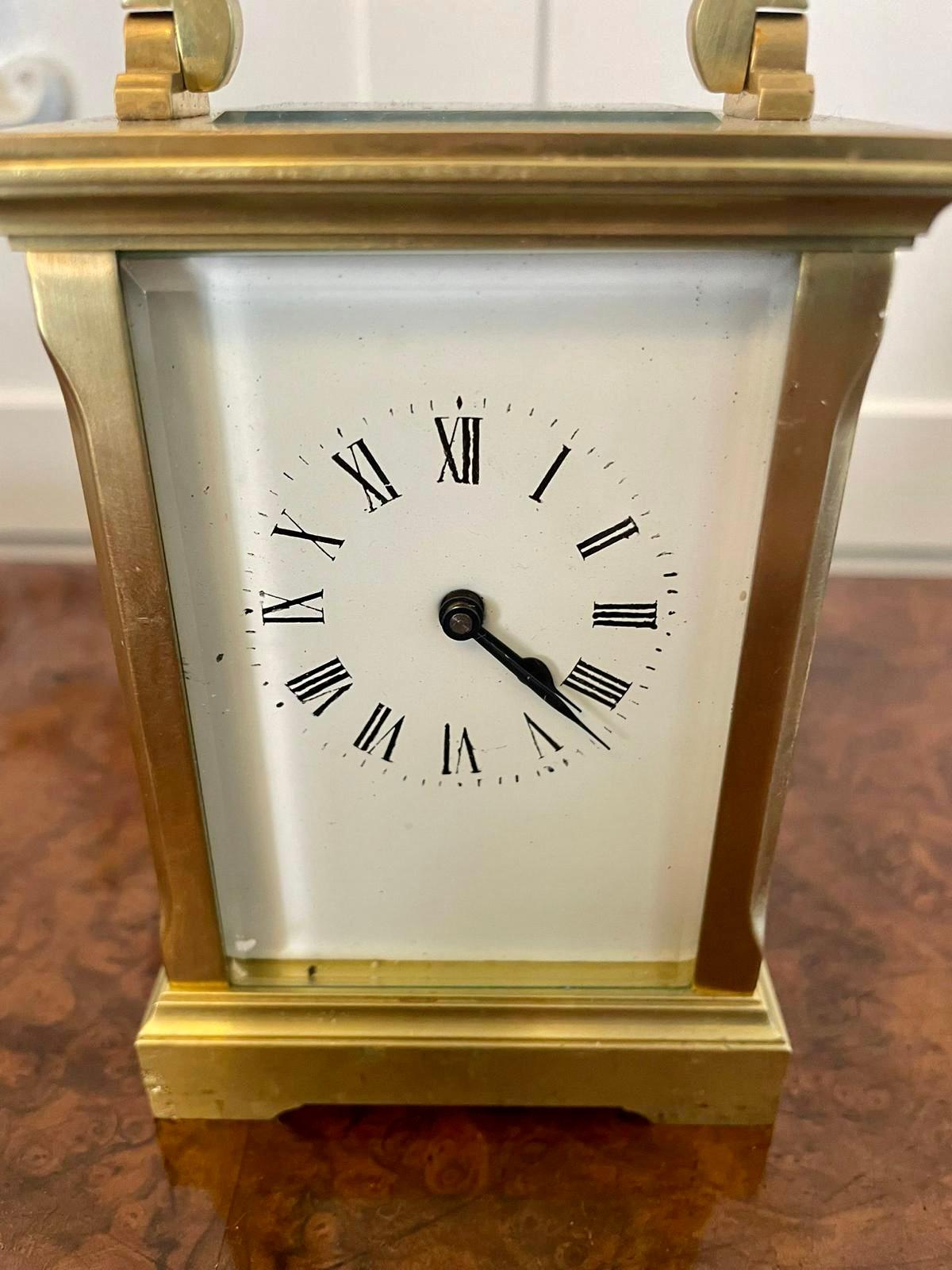 Antique Edwardian French Quality Brass Carriage Clock In Good Condition In Suffolk, GB
