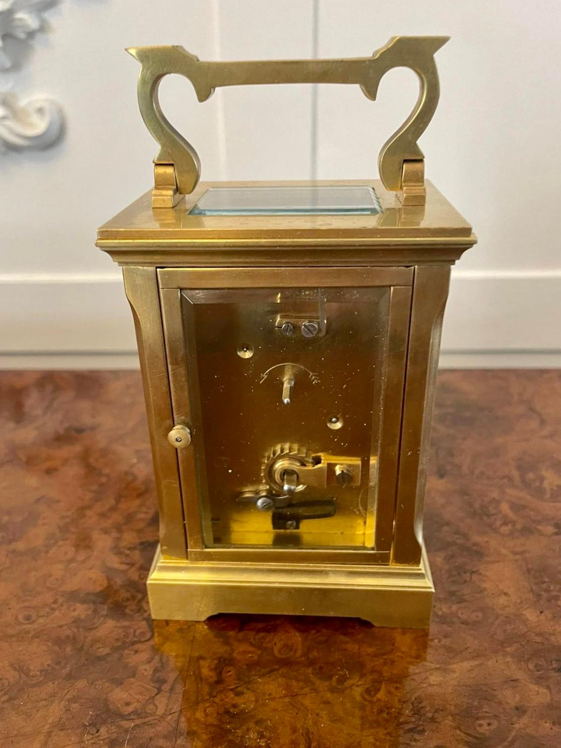Antique Edwardian French Quality Brass Carriage Clock 2