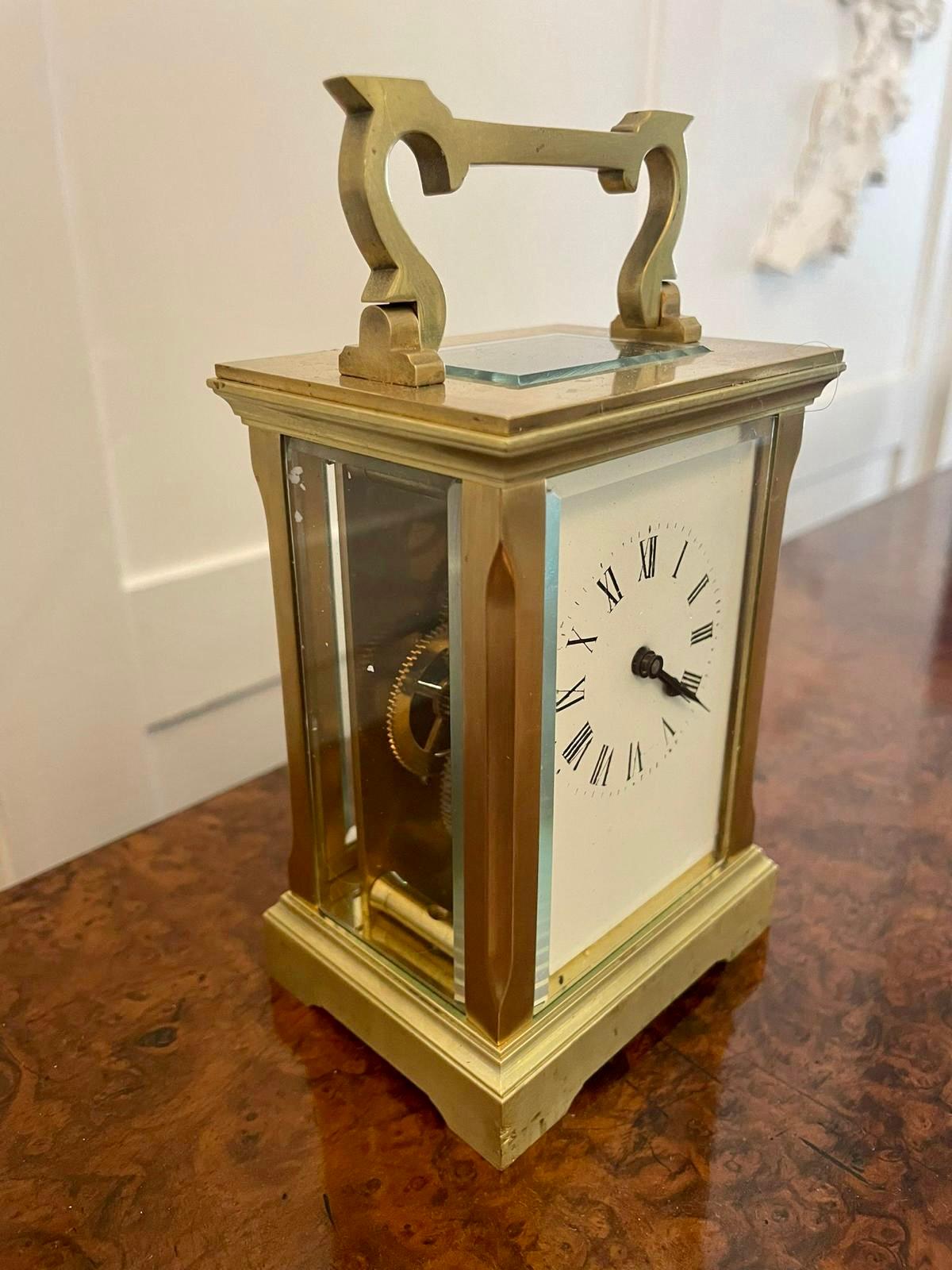 Antique Edwardian French Quality Brass Carriage Clock 3