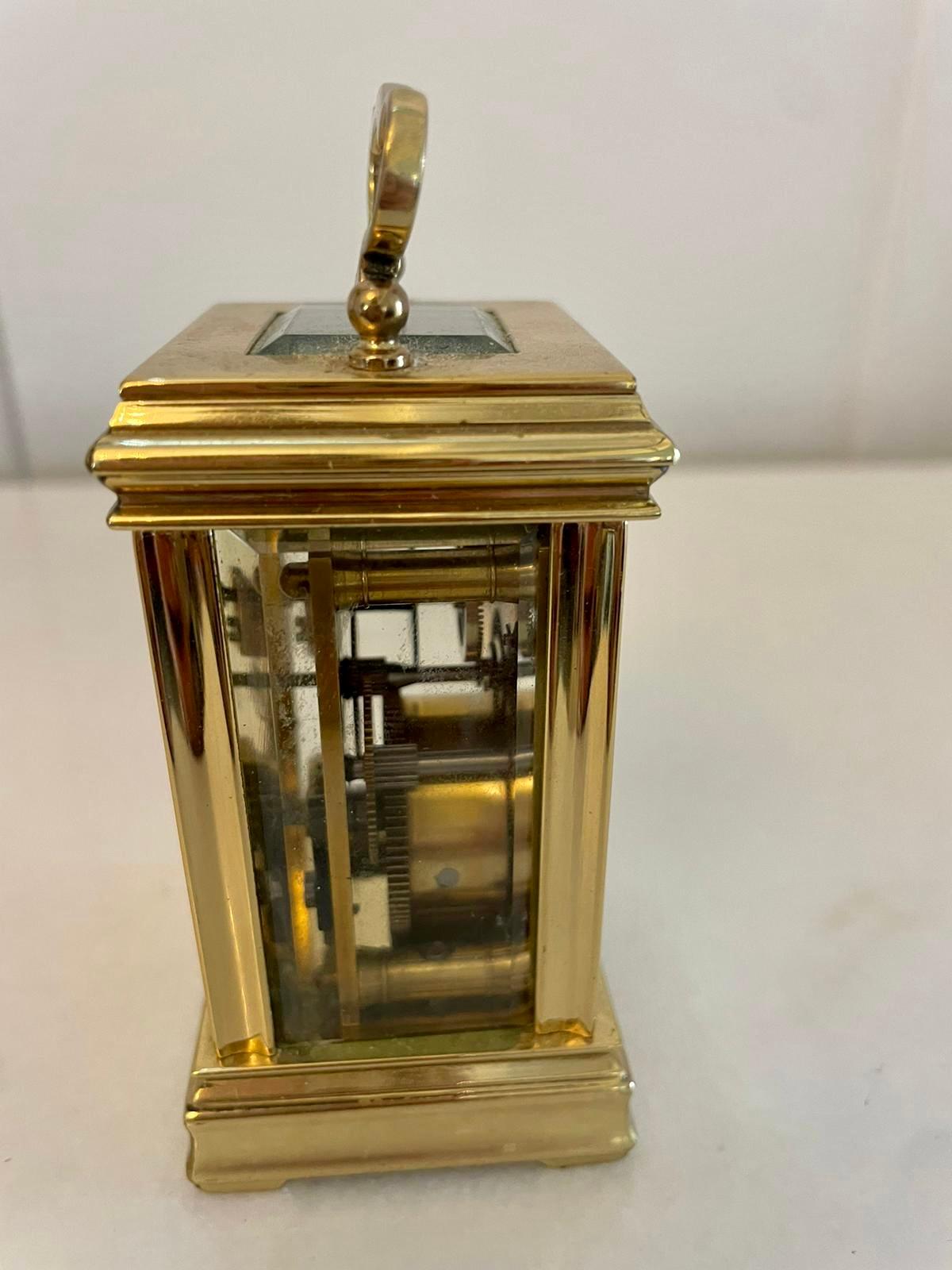 Antike Edwardian Französisch Qualität Messing Miniatur Kutsche Uhr  im Zustand „Gut“ im Angebot in Suffolk, GB
