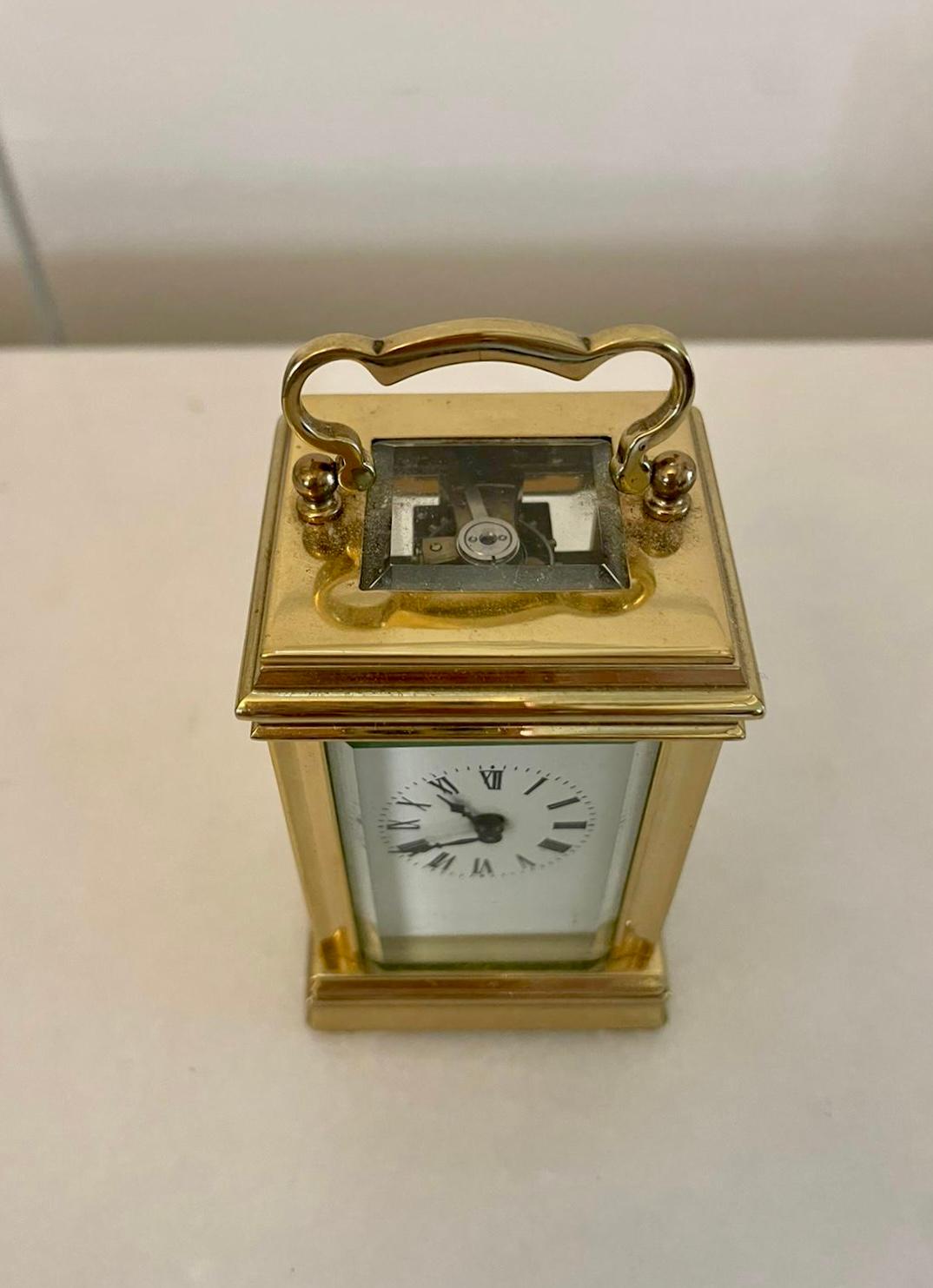 Antique Edwardian French Quality Brass Miniature Carriage Clock  For Sale 3