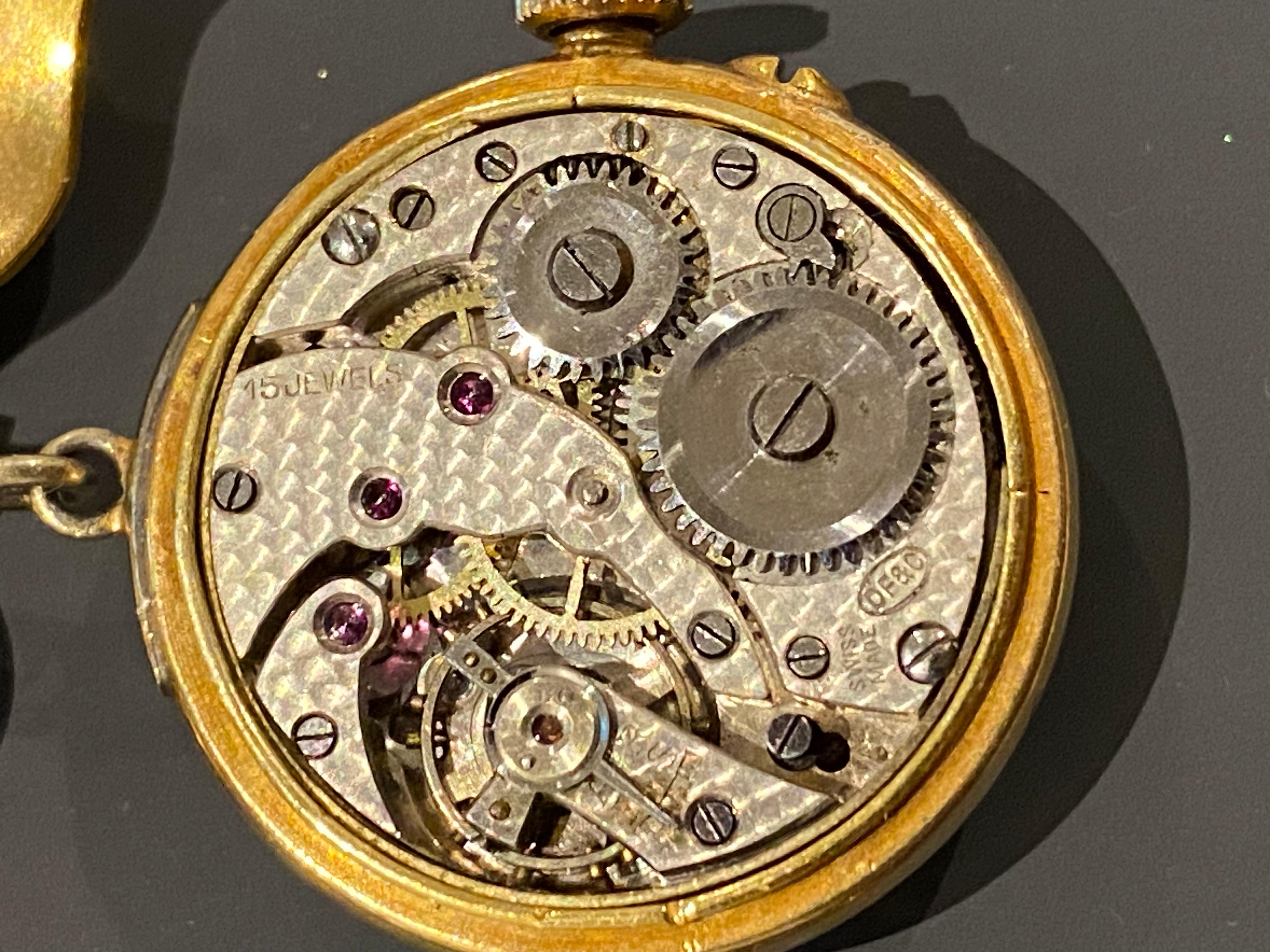 Antique Edwardian French Swiss Silver Enamel OpenFace Fauvette HAD Pocket Watch For Sale 1