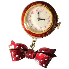 Antike Edwardianische Schweizer Silber-Emaille-Taschenuhr Fauvette HAD mit offenem Zifferblatt