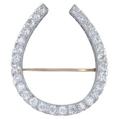 Antique Edwardian Gattle Platinum Diamond Horseshoe Brooch