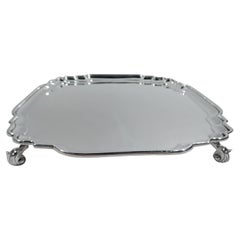 Plateau Salver en argent ancien Edouardien Géorgien par Crichton