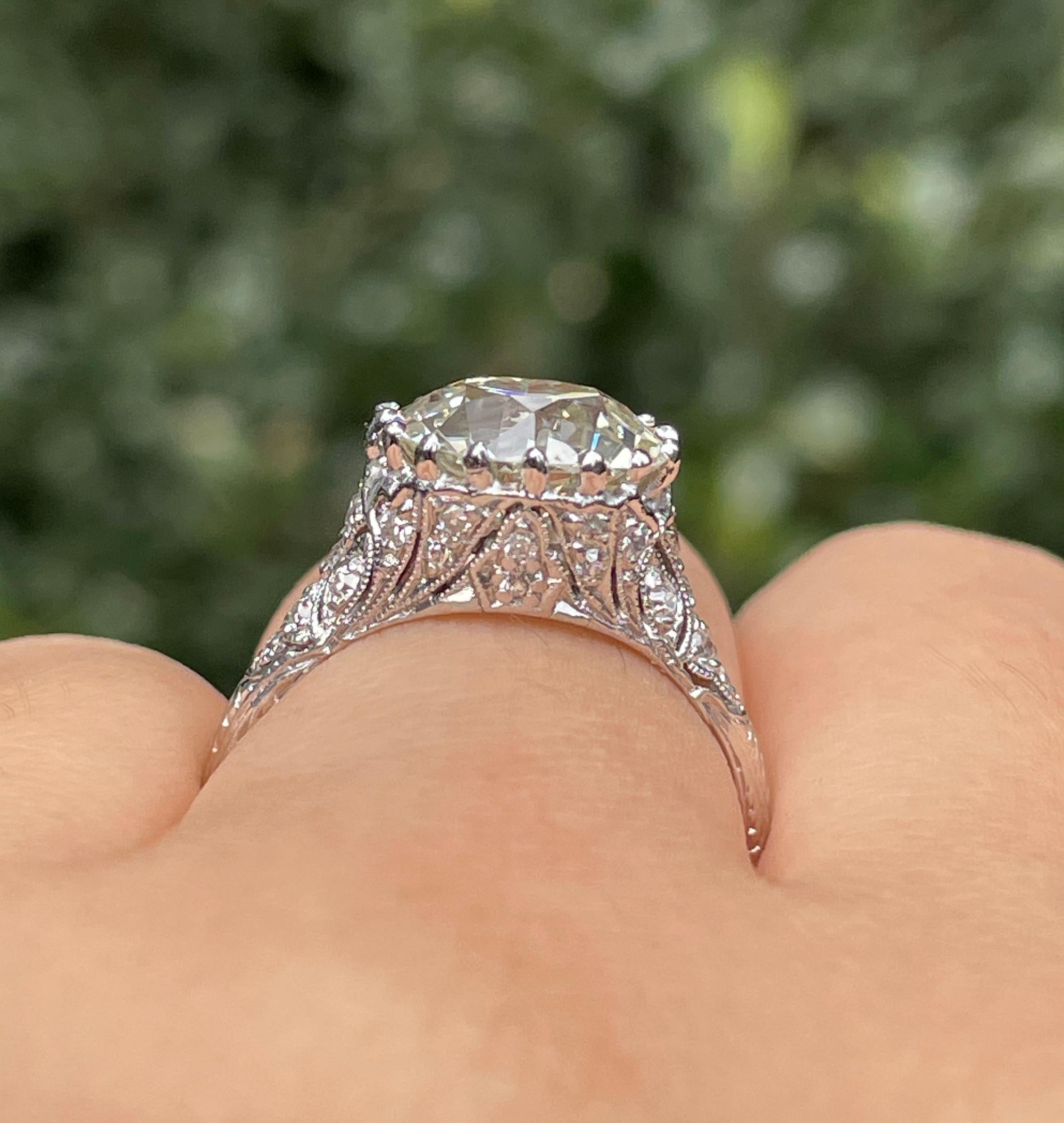 Antiker antiker edwardianischer Verlobungsring, GIA 4,0 Karat Platin OLD EUROPEAN Diamant 4