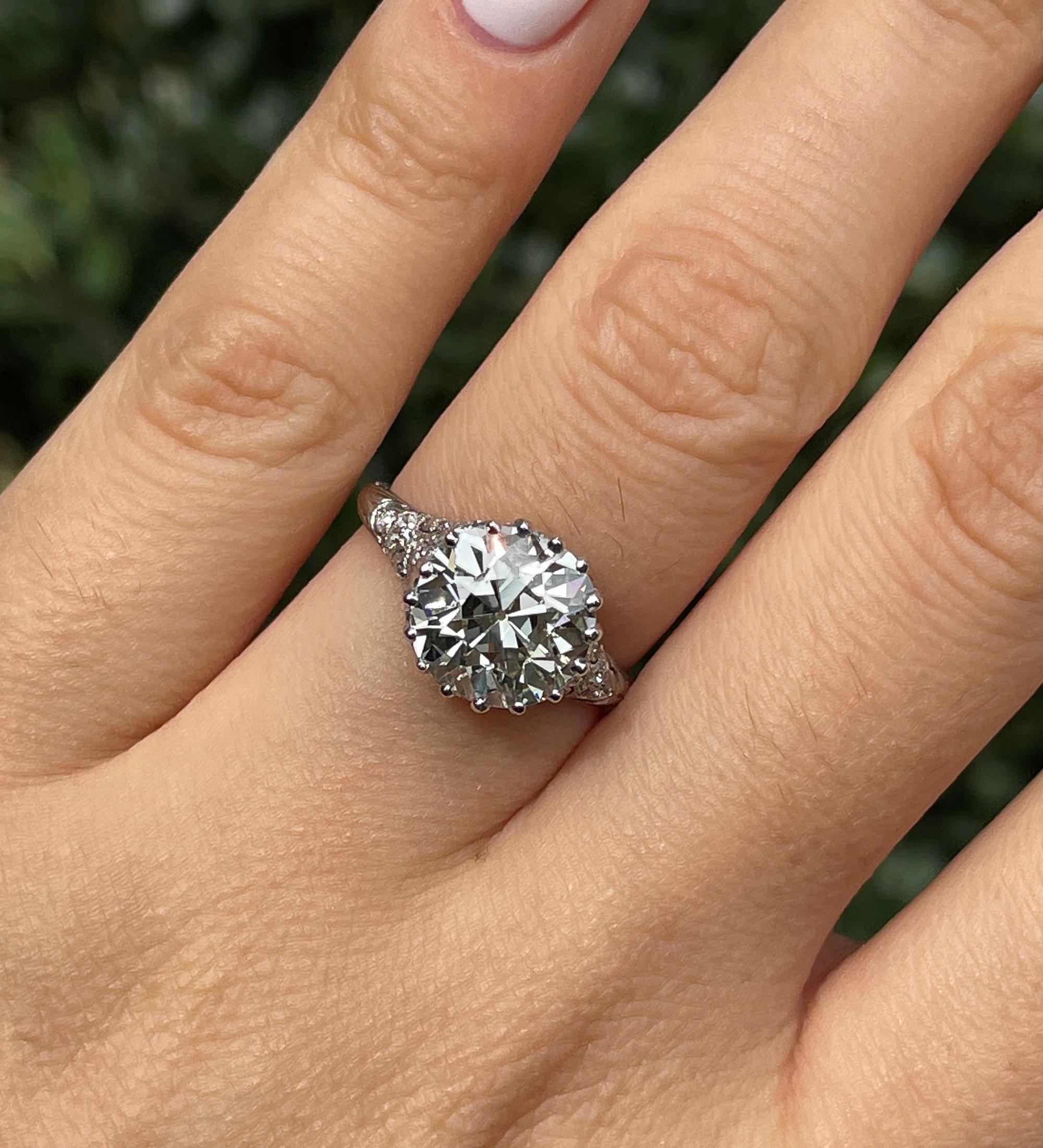 Antiker antiker edwardianischer Verlobungsring, GIA 4,0 Karat Platin OLD EUROPEAN Diamant 5