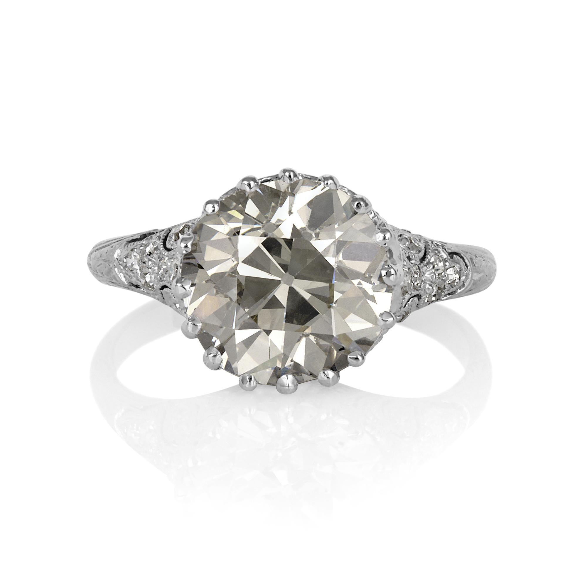 Antiker antiker edwardianischer Verlobungsring, GIA 4,0 Karat Platin OLD EUROPEAN Diamant (Edwardian)
