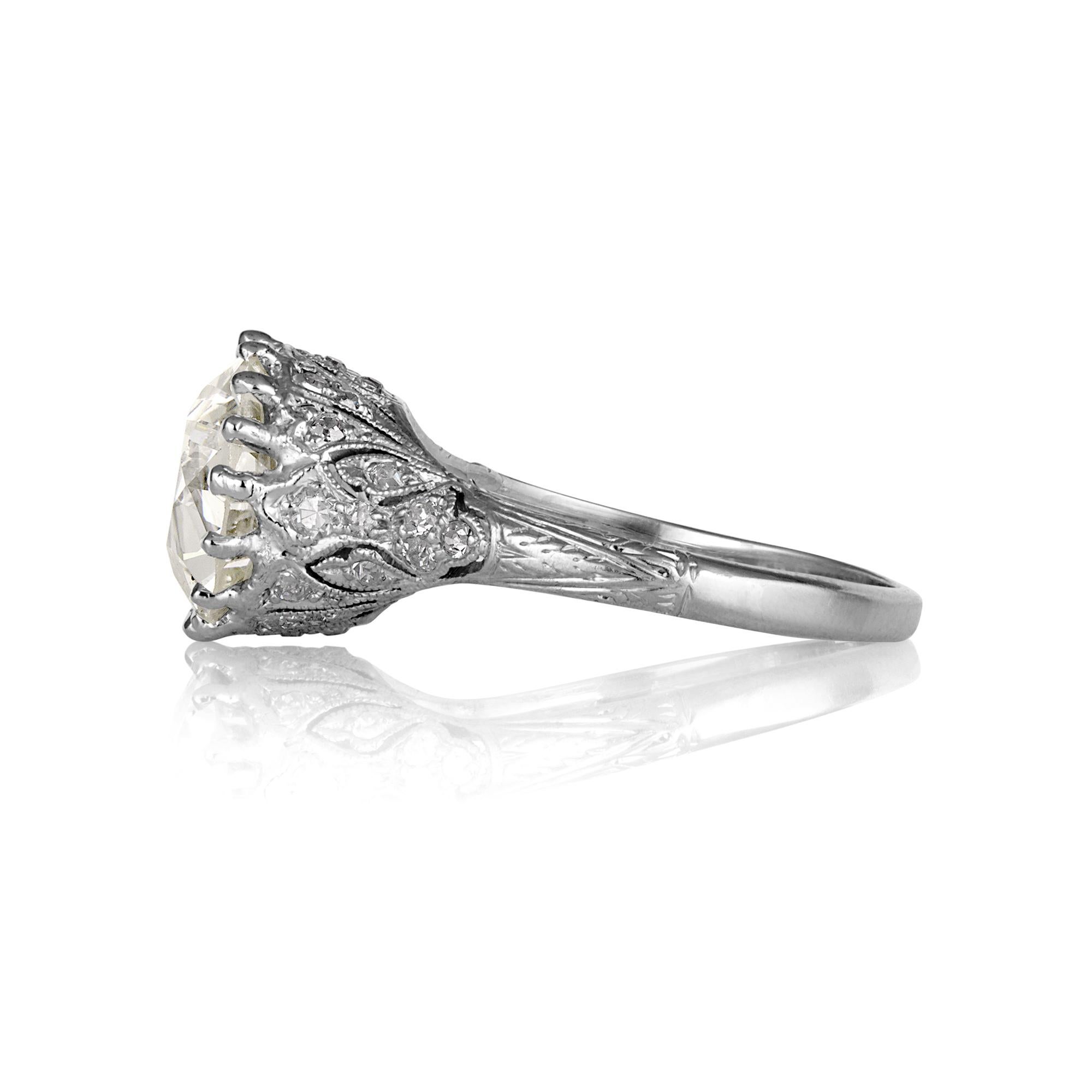 Antiker antiker edwardianischer Verlobungsring, GIA 4,0 Karat Platin OLD EUROPEAN Diamant (Alteuropäischer Schliff)
