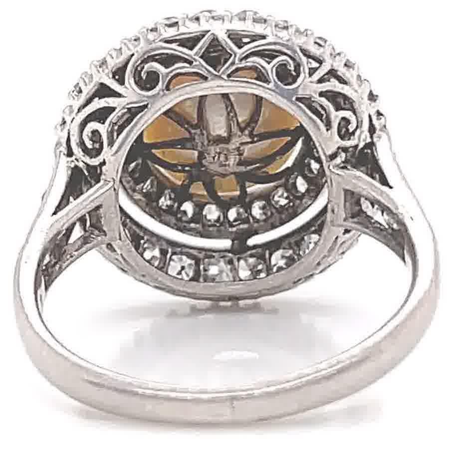 Antique Edwardian GIA Pearl Diamond Platinum Cluster Ring 1
