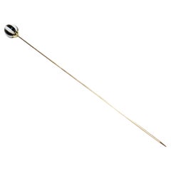 Antique Edwardian Gold and Black & White Enamel Hat Pin