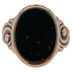 Antique Edwardian Gold & Bloodstone Cabochon Signet Ring