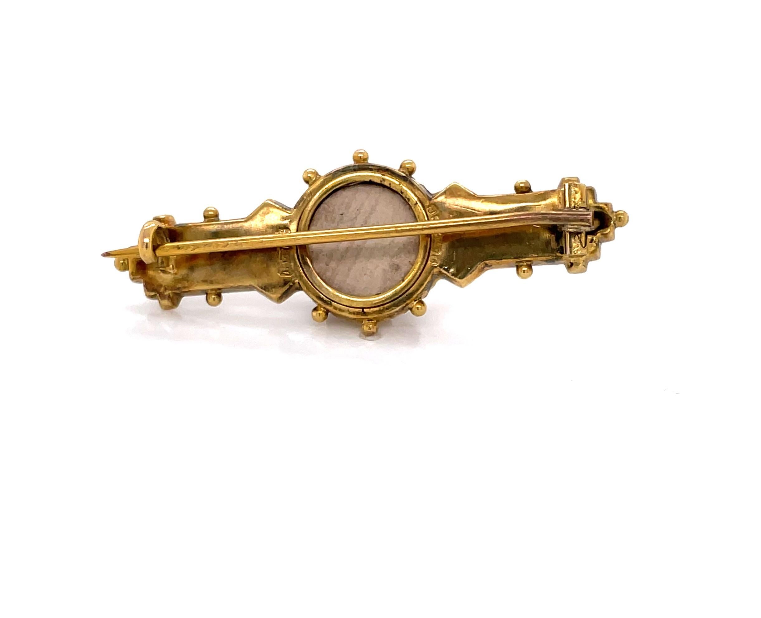 Antique Edwardian Gold Brooch w Ruby Diamond Accents In Good Condition In Mount Kisco, NY