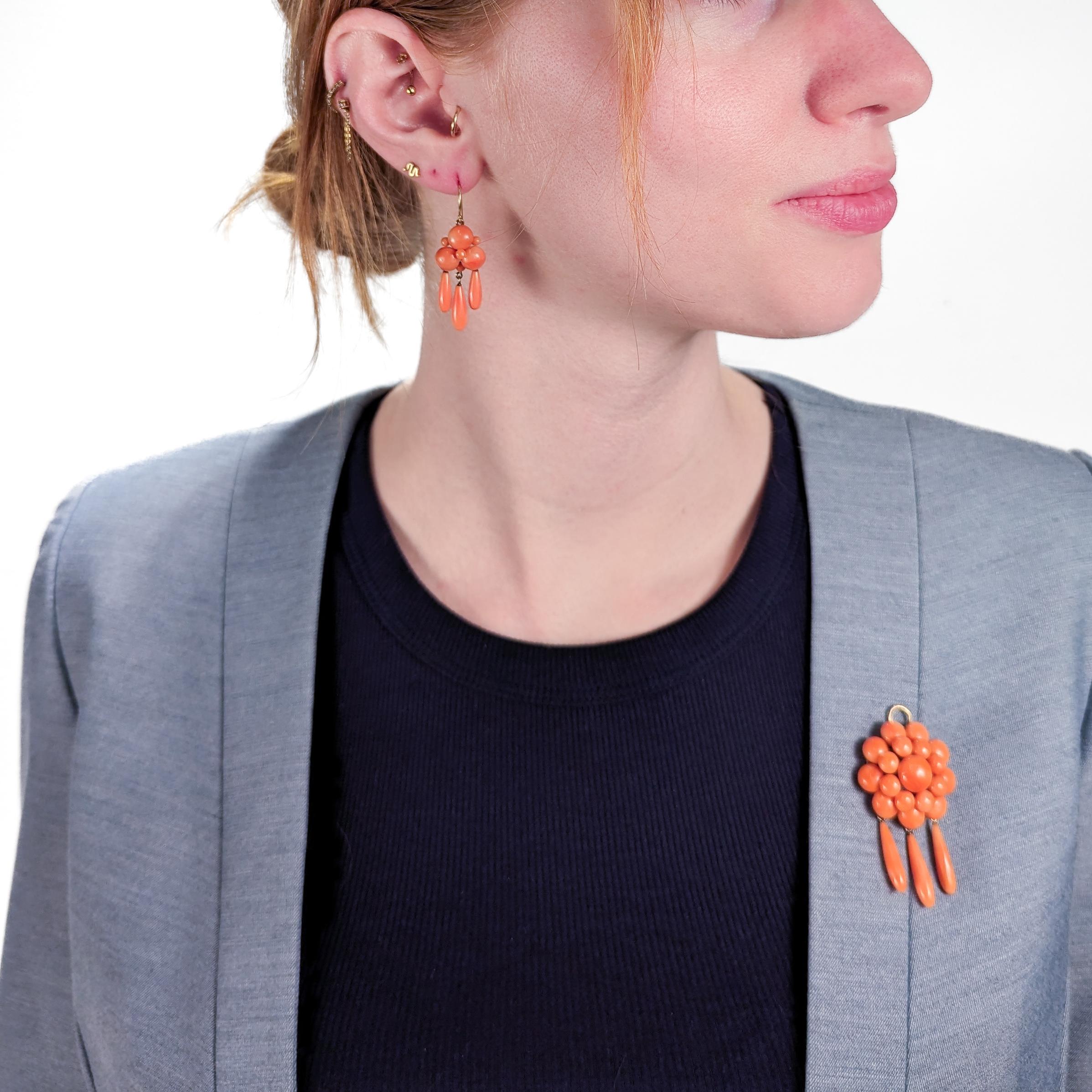 coral chandelier earrings