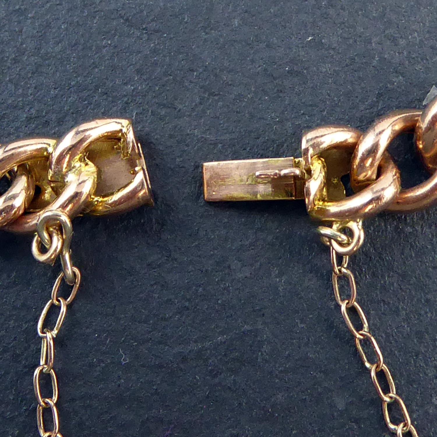 Women's Antique Edwardian Gold Curb Link Bracelet with Cabochon Opals