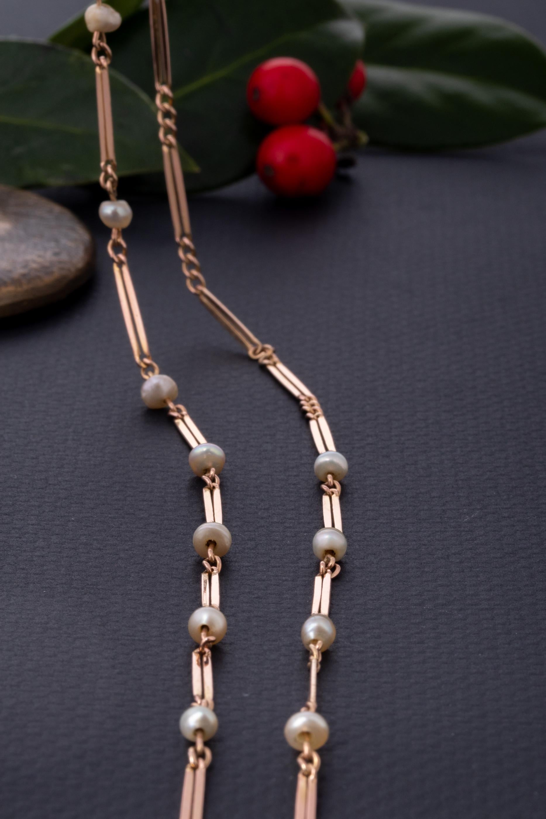 antique gold pearl necklace