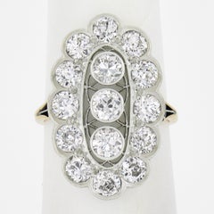 Antique Edwardian Gold & Platinum 2.5ctw Old European Diamond Long Dinner Ring