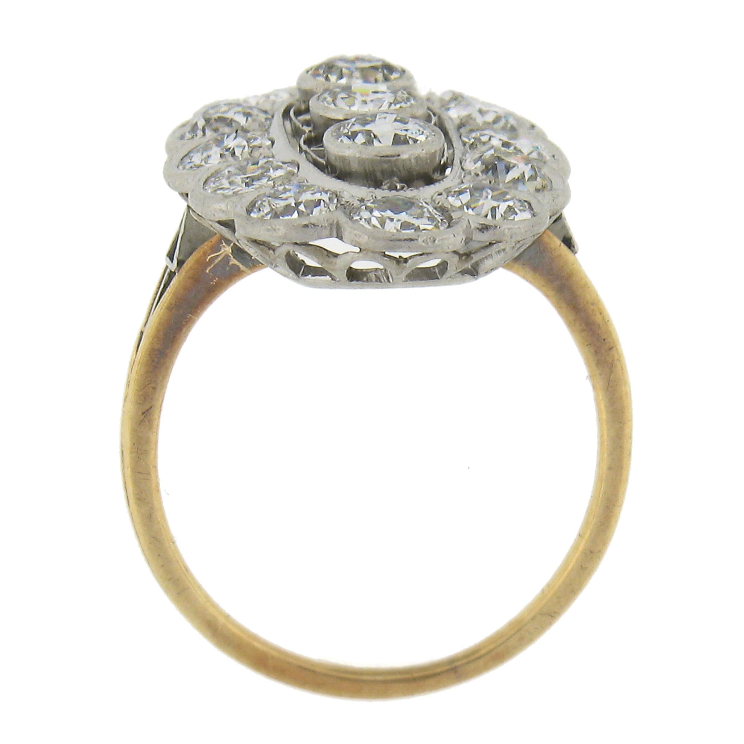 Antique Edwardian Gold & Platinum 2.5ctw Old European Diamond Long Dinner Ring For Sale 2